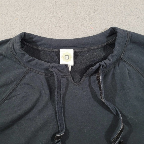 Fuda Sweatshirt Womens Extra Large Black Hoodie Pocket Notched Crew Neck Sweater - Picture 3 of 10